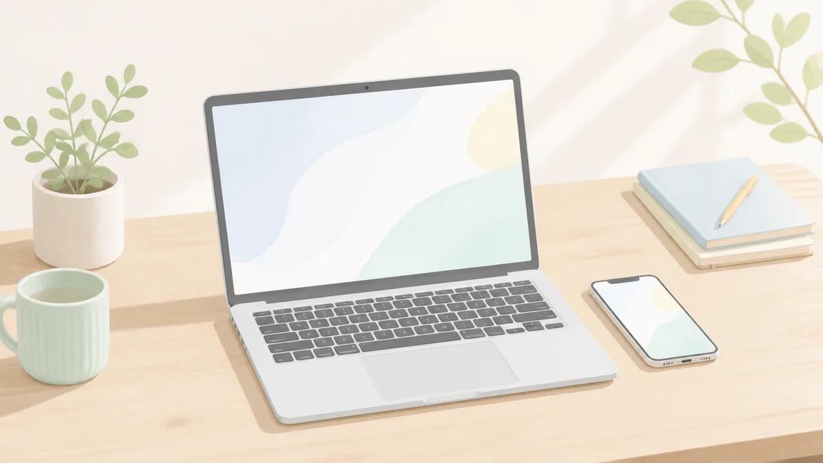 ノートパソコンでWordPressの管理画面を見ている